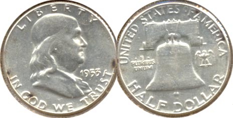 1953 Franklin Half Dollar AU-55