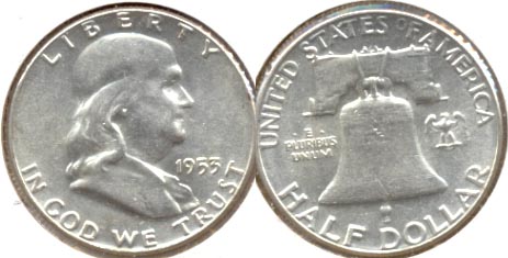 1953 Franklin Half Dollar AU-55 b