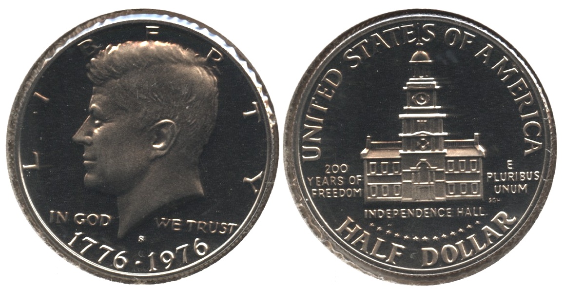 1976-S Clad Bicentennial Kennedy Half Dollar Proof