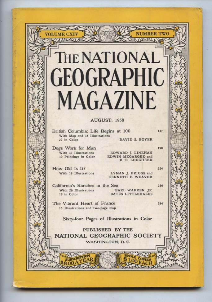 National Geographic Magazine August 1958