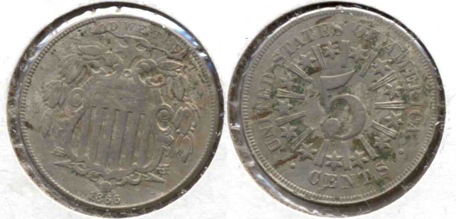 1866 Shield Nickel Fine-12 a Rough