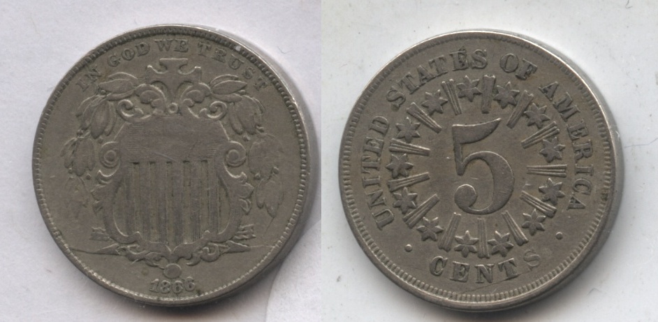 1866 Shield Nickel Fine-12 #b