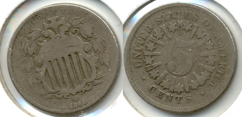 1866 Shield Nickel Good-4 d