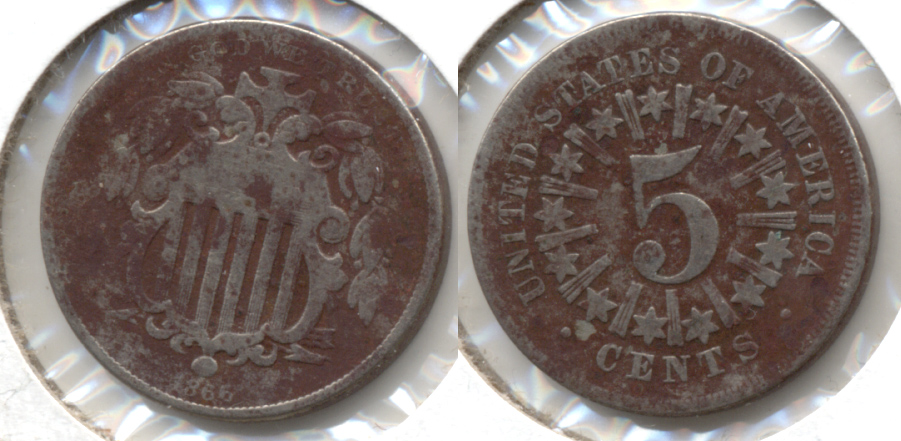 1866 Shield Nickel Good-4 i Corroded
