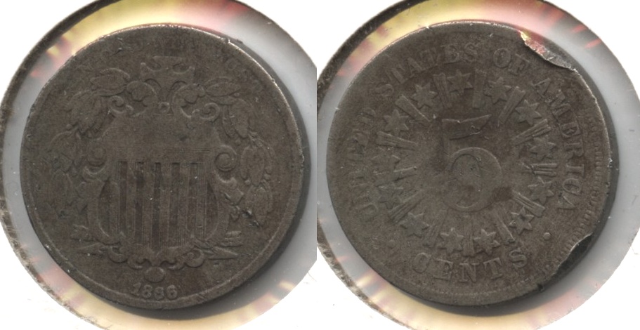 1866 Shield Nickel Good-4 #j Rim Bumps