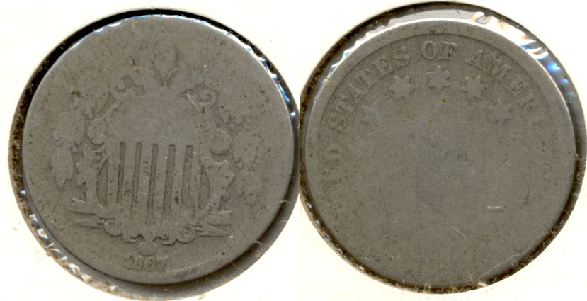 1867 No Rays Shield Nickel AG-3