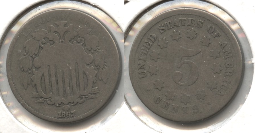1867 No Rays Shield Nickel AG-3 #s