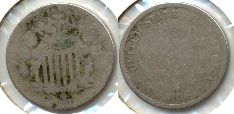 1867 No Rays Shield Nickel Fair-2 g