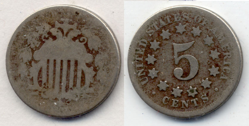 1867 No Rays Shield Nickel Fair-2 h