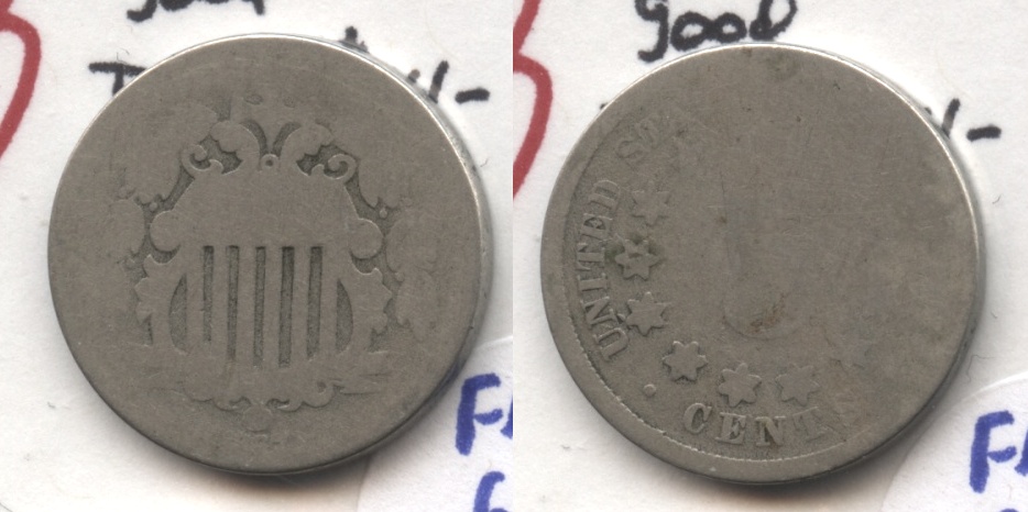 1867 No Rays Shield Nickel Fair-2 #l