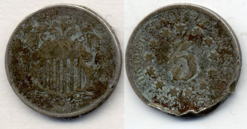 1867 No Rays Shield Nickel Good-4 c Green