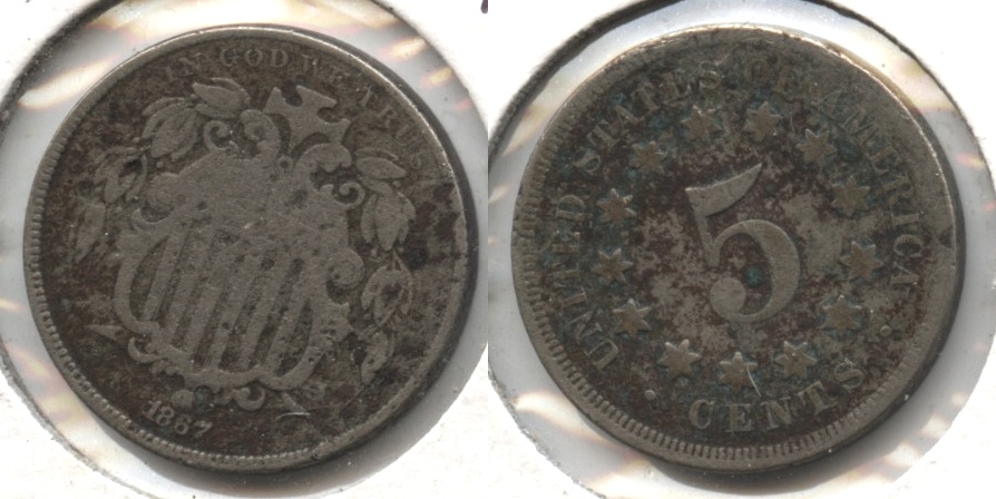 1867 No Rays Shield Nickel Good-4 #s Dark