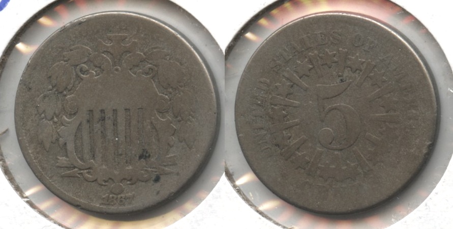 1867 With Rays Shield Nickel AG-3 #b