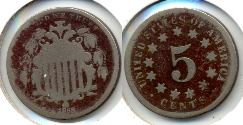 1868 Shield Nickel AG-3 a Dark