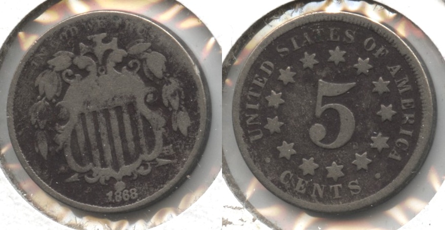 1868 Shield Nickel Good-4 #w Bit Dark