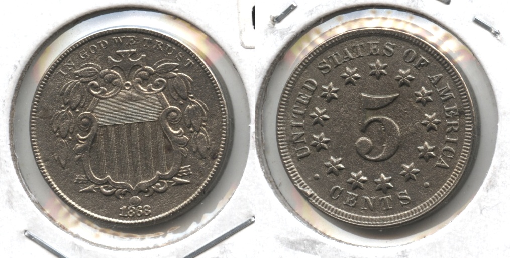 1868 Shield Nickel MS-60 Acid Dipped