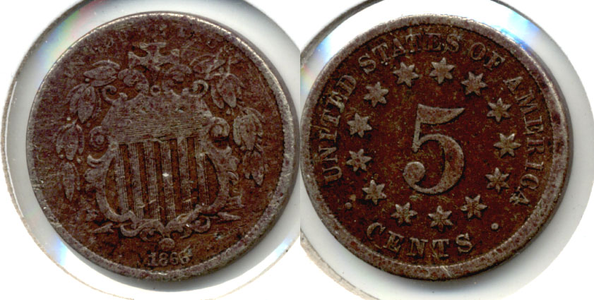 1868 Shield Nickel VG-8 Dark