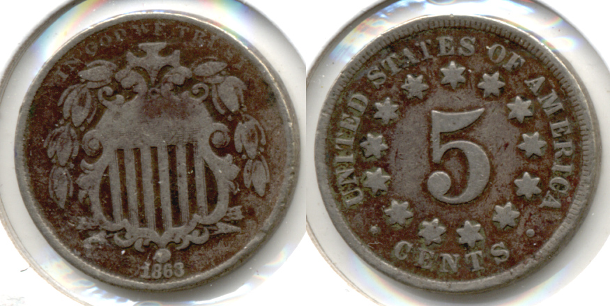 1868 Shield Nickel VG-8 j Dark