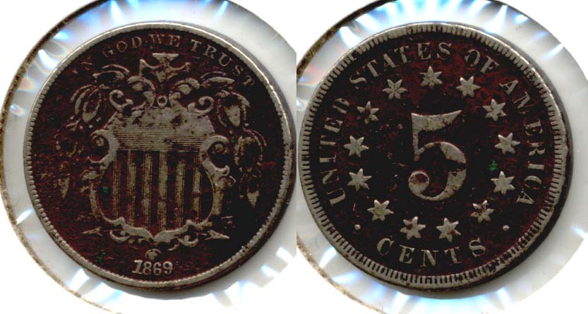 1869 Shield Nickel Fine-12 a Dark