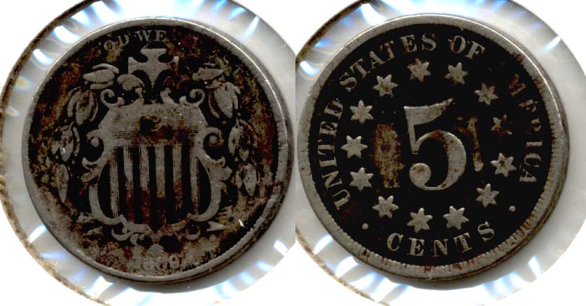 1869 Shield Nickel VG-8 b Dark