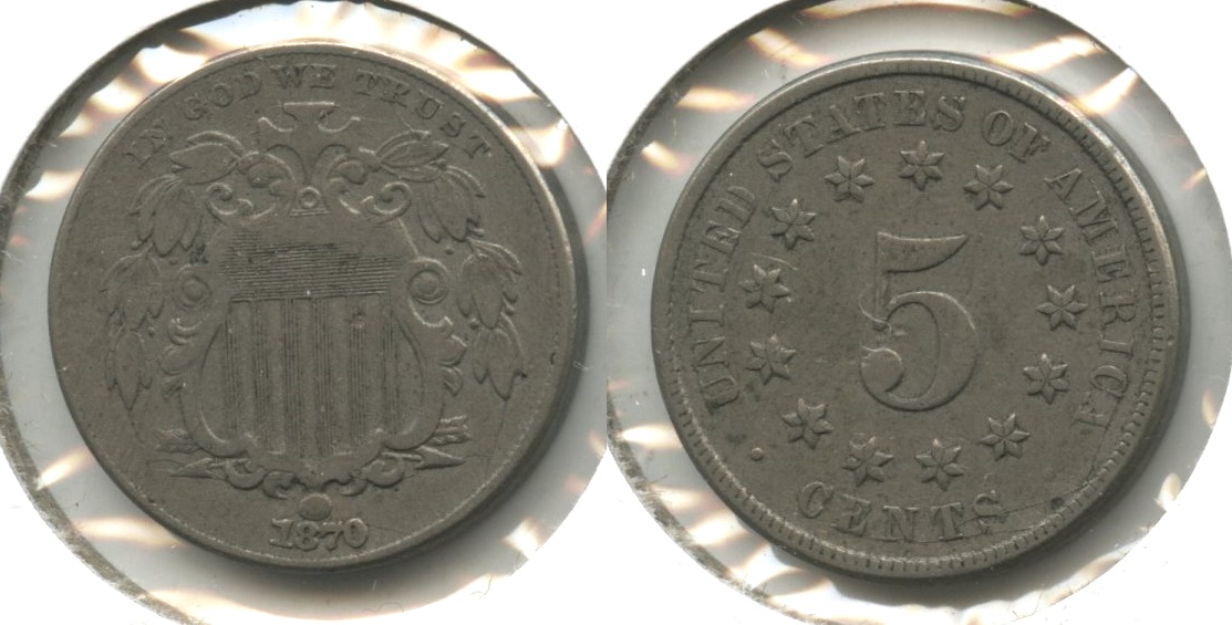 1870 Shield Nickel Fine-12 #c