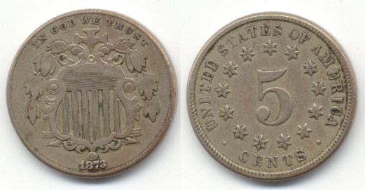 1873 Shield Nickel VF-20