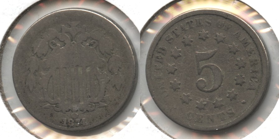 1874 Shield Nickel AG-3 #b
