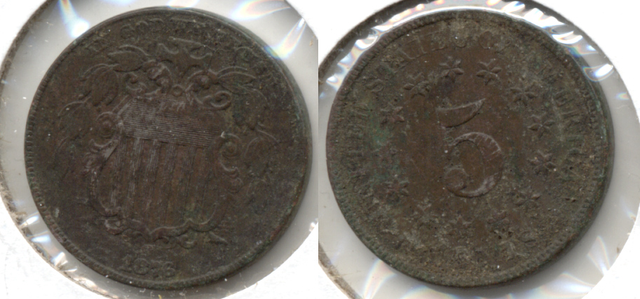 1876 Shield Nickel VF-20 Very Dark