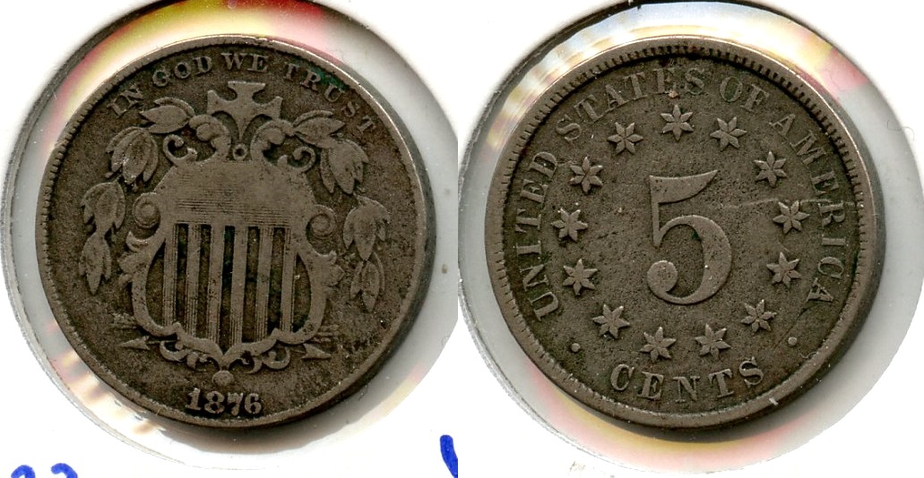 1876 Shield Nickel VG-8
