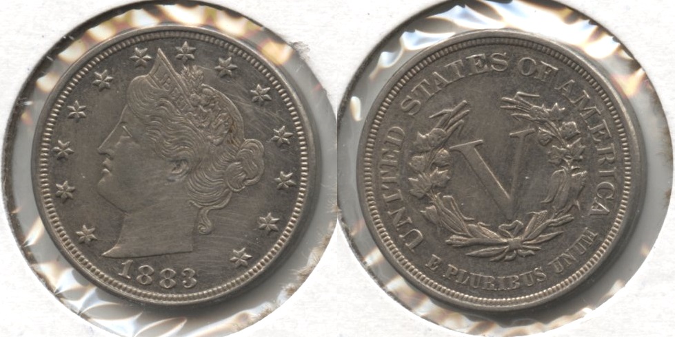 1883 No Cents Liberty Head Nickel AU-50 #x Abraded