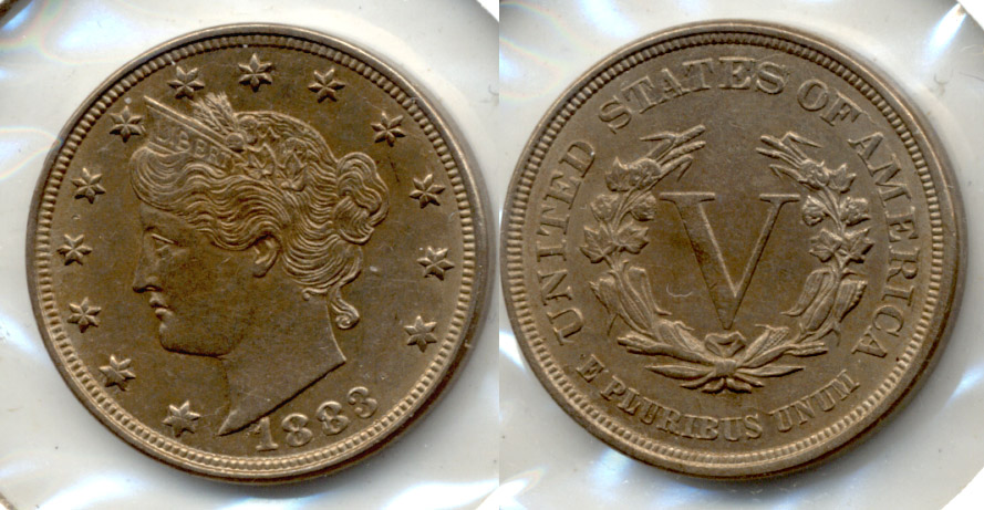 1883 No Cents Liberty Head Nickel AU-55 f