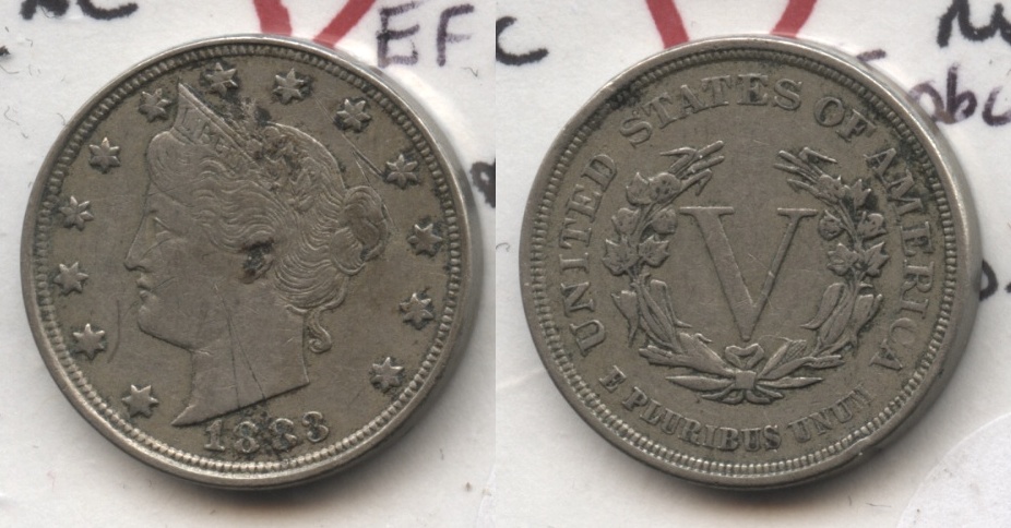 1883 No Cents Liberty Head Nickel EF-40 #ar Obverse Scratch