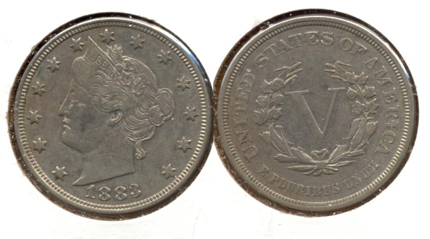 1883 No Cents Liberty Head Nickel VF-20 ag