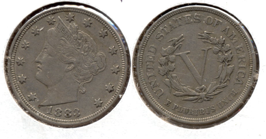 1883 No Cents Liberty Head Nickel VF-20 as