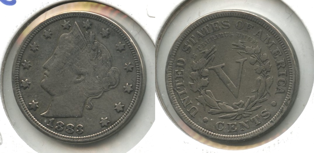 1883 With Cents Liberty Head Nickel Fine-12 #b Cleaned