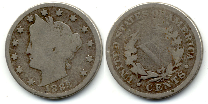 1883 With Cents Liberty Head Nickel Good-4