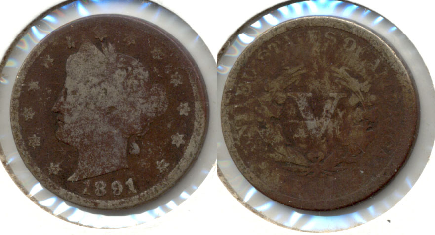 1891 Liberty Head Nickel AG-3 l Dark