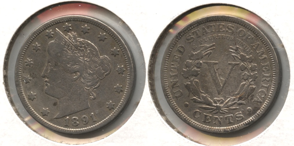 1891 Liberty Head Nickel VG-8 #i Lightly Cleaned