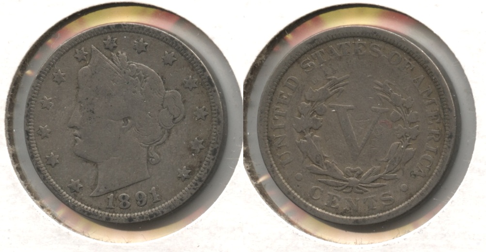 1891 Liberty Head Nickel VG-8 #l