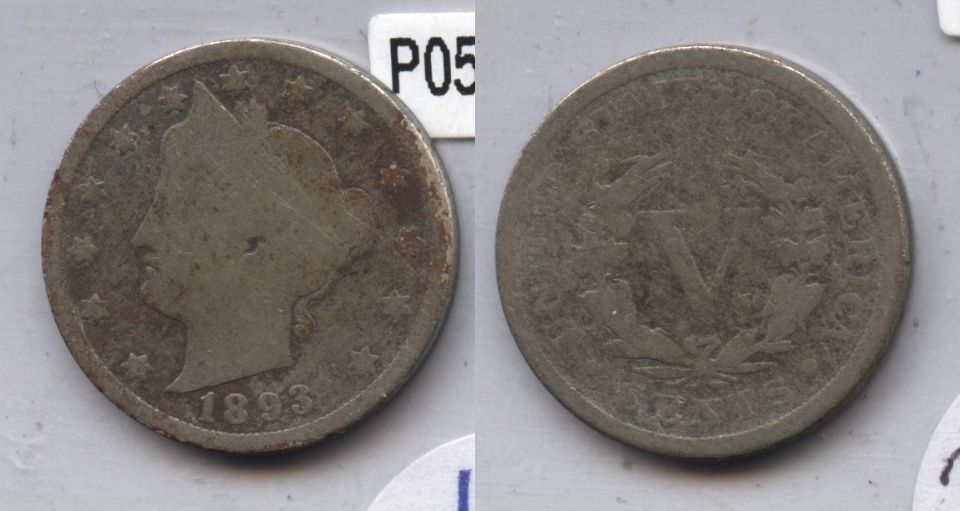 1893 Liberty Head Nickel Good-4 #ae Slightly Dark