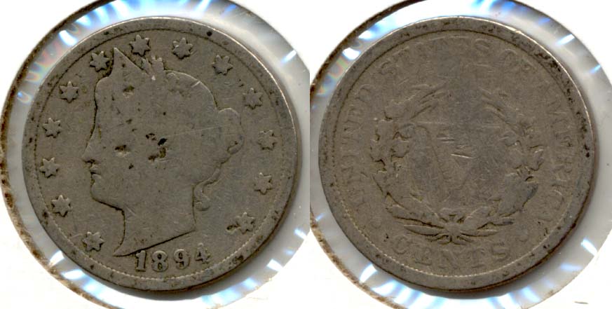 1894 Liberty Head Nickel Good-4 f Obverse Pits