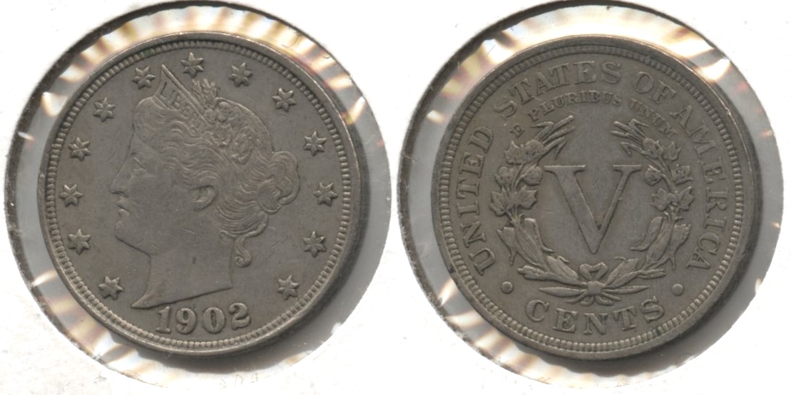 1902 Liberty Head Nickel EF-40 Obverse Marks