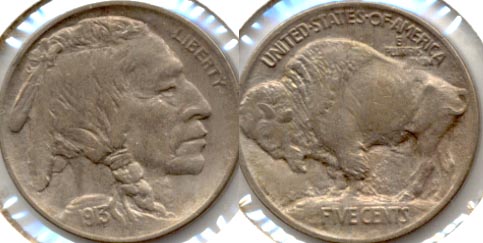1913 Type 1 Buffalo Nickel AU-55 f