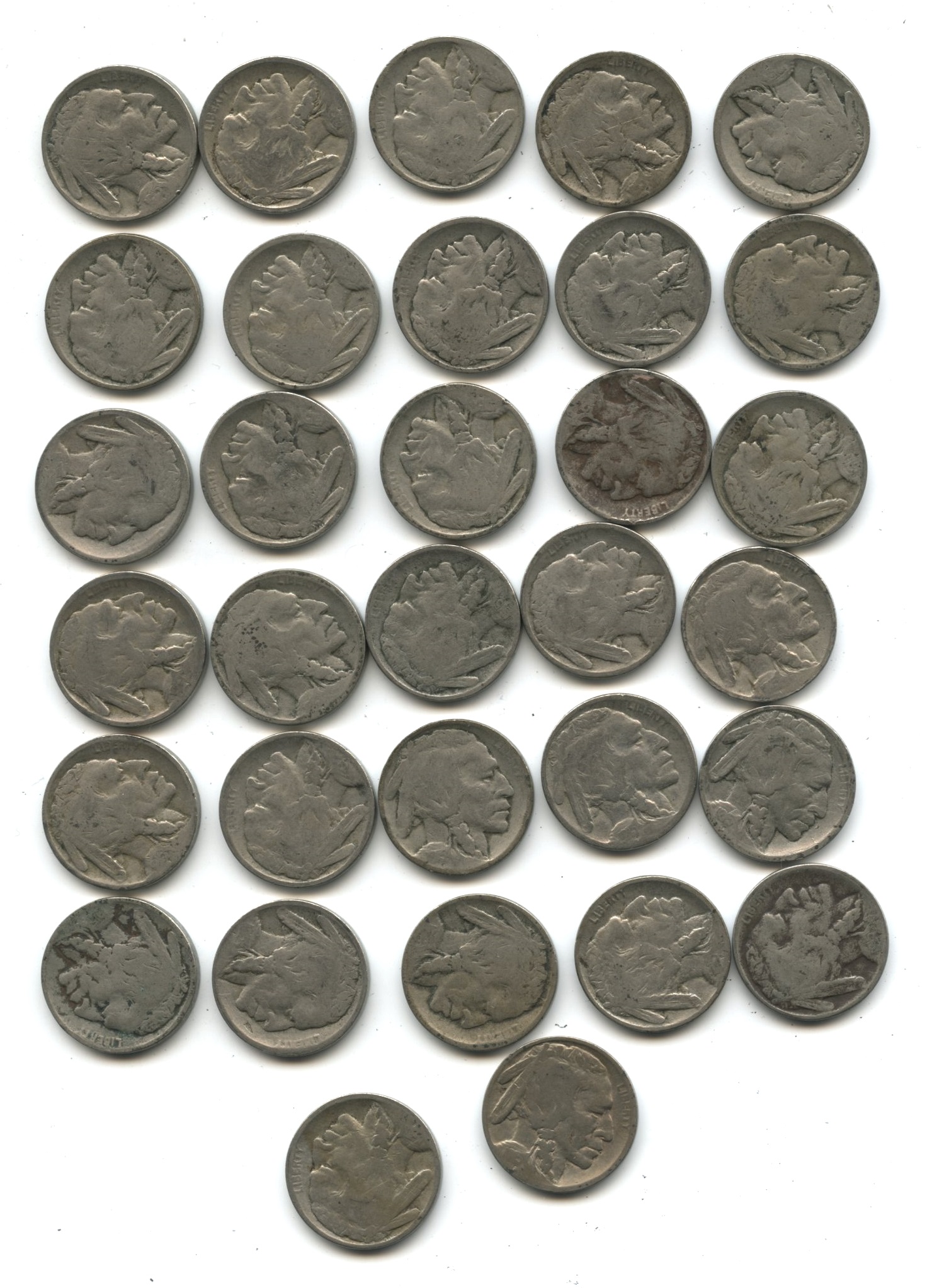 1915-D Buffalo Nickel AG-3 Partial Roll #d