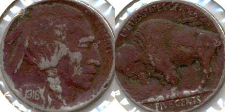 1916 Buffalo Nickel Good-4 a Dark