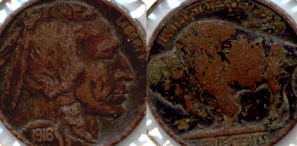 1916 Buffalo Nickel VG-8 c Dark