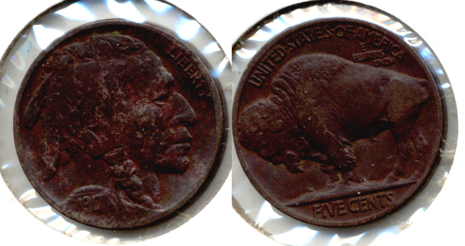 1917 Buffalo Nickel Fine-12 h Dark