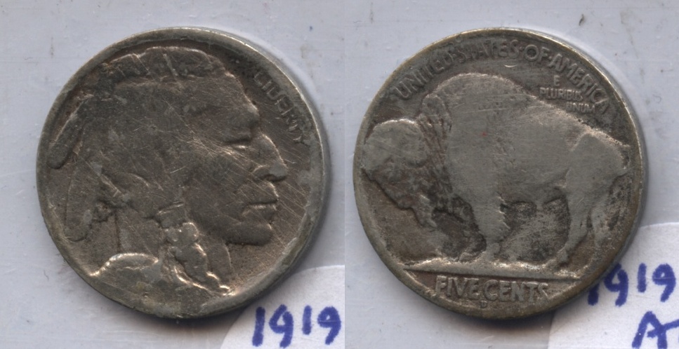 1919-D Buffalo Nickel Good-4 #b Cleaned