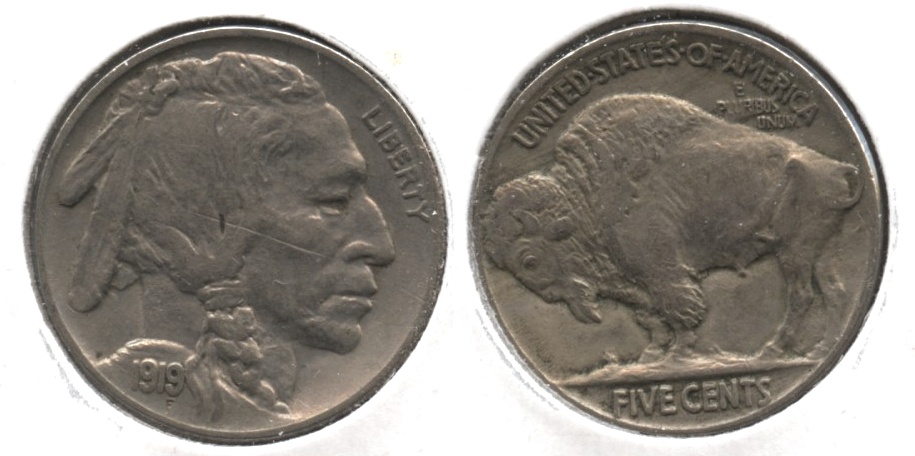 1919 Buffalo Nickel EF-40 #c Obverse Scratch