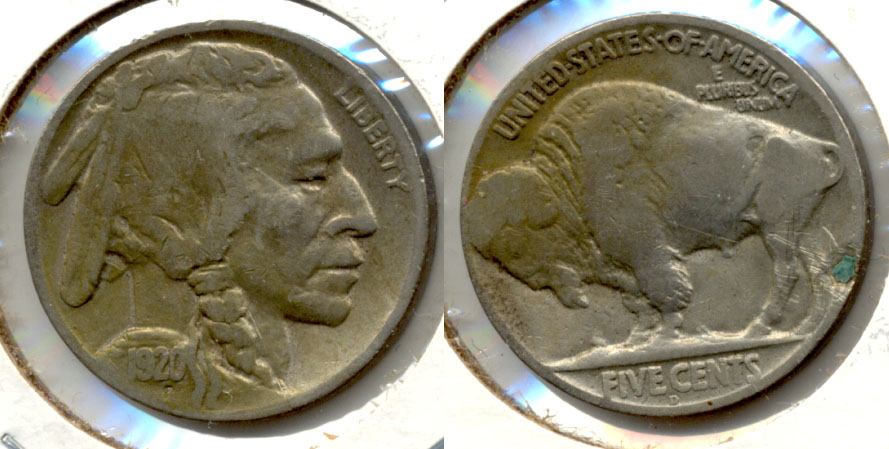 1920-D Buffalo Nickel Good-6 Reverse Spot